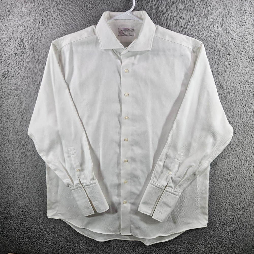 Lorenzo Uomo The Perfect White Shirt Trim Fit French Cuff Dobby 18.5 34-35